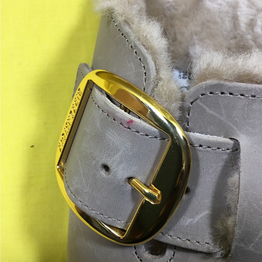 Birkenstock Boston Big Buckle Shearling Taupe Faux-Fur lined Clog SZ 40 - Picture 6 of 11